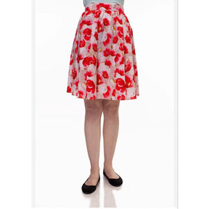 RETROLICIOUS Red Pink Floral A-Line Skirt 3X